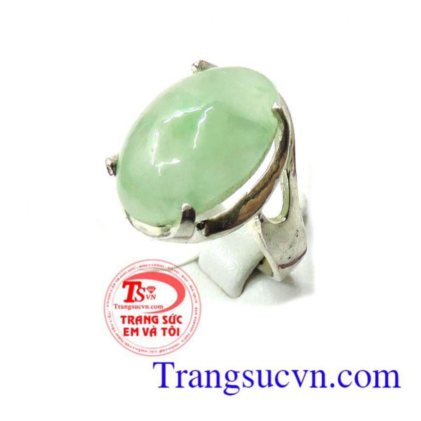 Nhẫn bạc nữ đính ngọc jadeite thiên nhiên