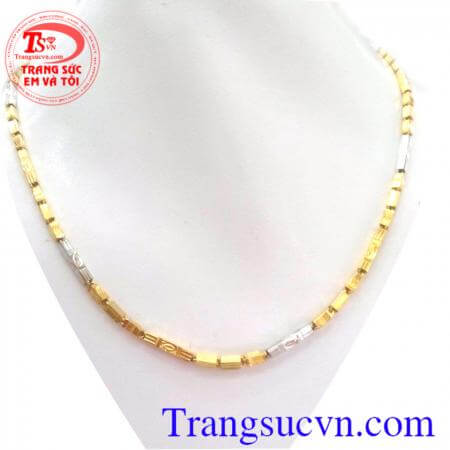 Dây chuyền vàng hai màu chất lượng đảm bảo,vòng vàng tây cho nam,dây chuyền nam đẹp món quà ý nghĩa dành cho nam phái mạnh,dây chuyền vàng tây