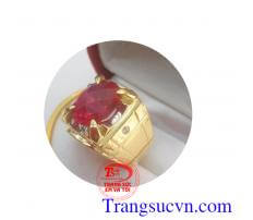 Nhẫn nam vàng đá đỏ