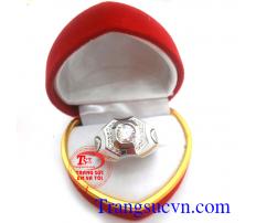 Nhẫn nam kim cương vàng trắng 18k