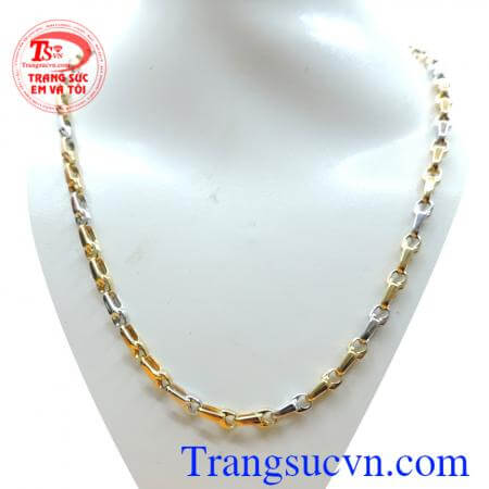 Dây vàng hai màu 18k Italy nhập khẩu chất lượng dây chuyền và màu bền đẹp,đeo dây vàng 18k italy hợp thời trang,khách hàng ưa chuộng và bình chọn nhiều năm cho dây chuyền vàng italy
