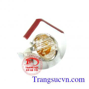 Nhẫn nữ thạch anh tóc vàng tinh tế