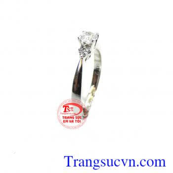 Nhẫn nữ vàng trắng 14k thời trang