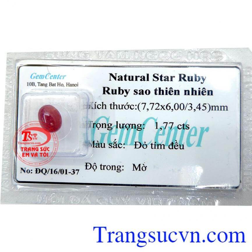 Ruby sao thiên nhiên nhỏ đẹp