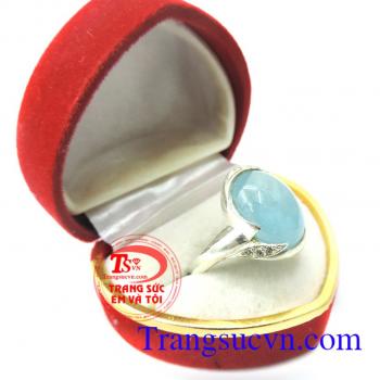 Nhẫn bạc nữ đá Aquamarine
