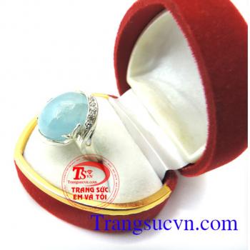 Nhẫn bạc nữ đá Aquamarine