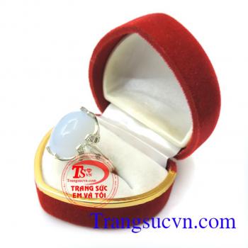 Nhẫn bạc nữ mã não trắng đẹp
