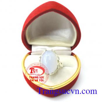 Nhẫn bạc nữ mã não trắng đẹp