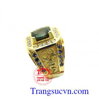 Nhẫn nam xanh chuối sapphire cao cấp