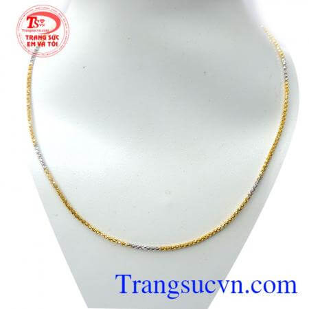 Chiếc Dây chuyền nữ vàng 2 màu món quà ý nghĩa dành cho người bạn yêu thương, dây chuyền vàng trắng, vàng vàng, vàng trắng kết hợp làm tôn lên trang phục của bạn!