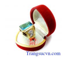 Nhẫn vàng nam mặt đá xanh