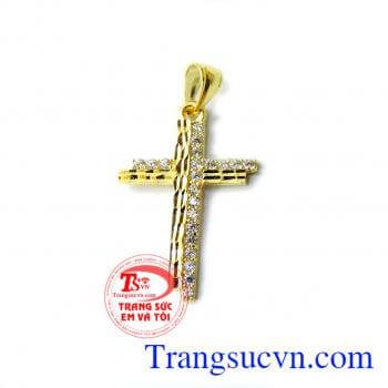 Cây Thánh Giá vàng 10k chế tác đẹp, chất lượng vàng đảm bảo