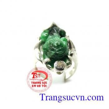 Nhẫn tỳ hưu ngọc cẩm thạch nữ, nhẫn ngọc cẩm thạch thiên nhiên, nhẫn nữ bạc tỳ hưu phong thủy