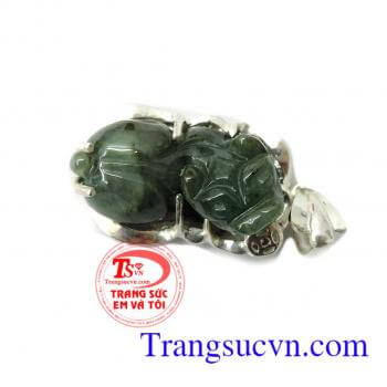 Tỳ hưu jadeite thiên nhiên bọc bạc