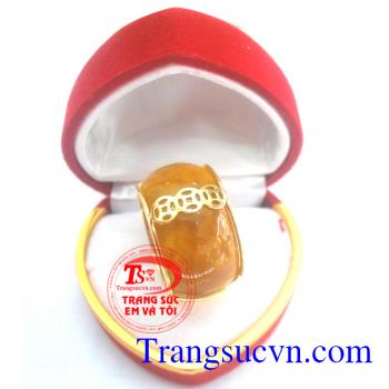 Nhẫn ngọc vàng chữ Phúc vàng