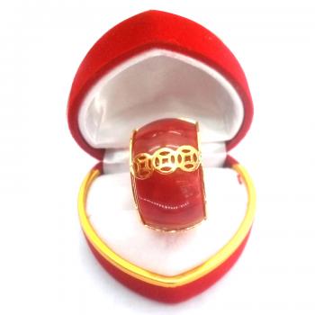 Nhẫn chữ phúc vàng ngọc đỏ