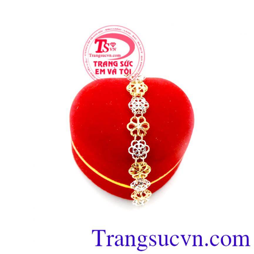 Lắc nữ hoa may mắn vàng 18k Italy