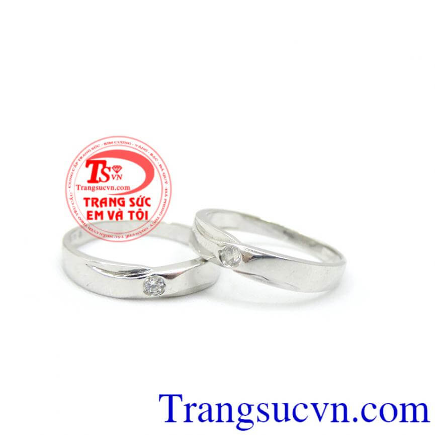 Nhẫn cưới 18k họa tiết đơn giản