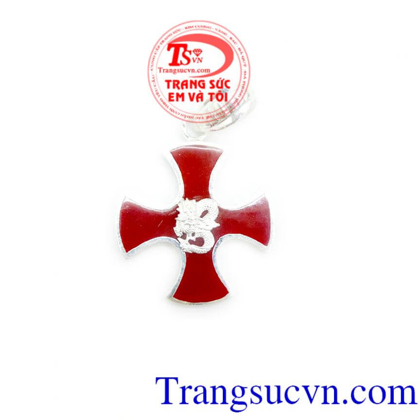 Mặt thánh giá đỏ rồng bạc