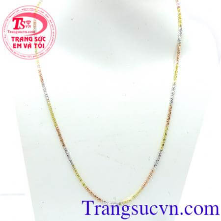 Dây Italy 3 sợi 3 màu với ý tưởng,bền vững như kiềng 3 chân,sợi dây chuyền vàng 18k,tinh tế đẳng cấp tông vinh phái đẹp