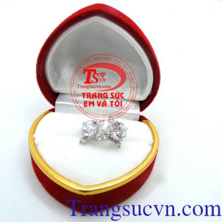 Hoa tai nữ sang trọng, hoa tai nữ vàng trắng 18k đẹp sang trọng , vàng 18k đẹp, sáng bóng, bền màu, giao hàng toàn quốc, kèm giấy kiểm định.