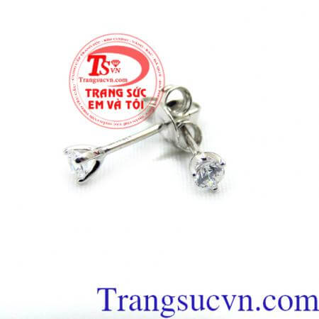 Bông tai nữ thanh lịch, bông tai nữ vàng trắng 18k tôn lên nét đẹp thanh lịch và dịu dàng của người phụ nữ