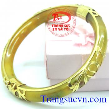 Làm quà tặng cho người yêu thương. Vòng ngọc da cam bọc vàng 10k