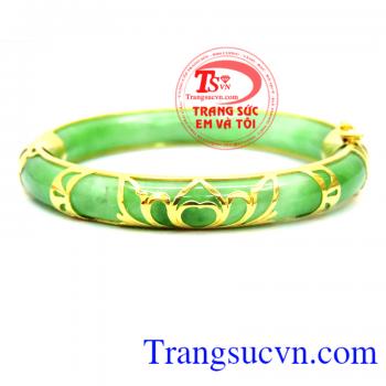 Vòng ngọc bình an, vòng ngọc cẩm thạch bọc vàng 10k đẹp.