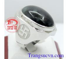 Nhẫn nam vàng trắng 14k bản to