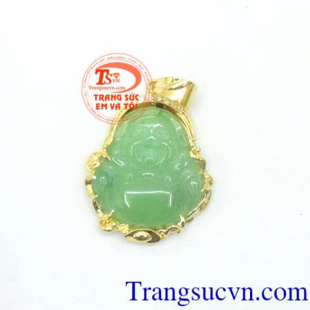 Mặt Di Lặc bọc vàng tinh tế,mặt dây chuyền đẹp, mặt di lặc bọc vàng 10k tinh tế, mặt ngọc cẩm thạch thiên nhiên chuẩn chất lượng, đeo phong thủy, mang lại may mắn tiền tài.