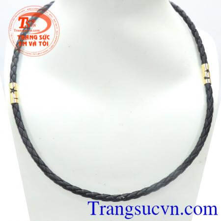 Ngôi sao may mắn dây da bọc vàng, dây chuyền nam đẹp, dây da bọc vàng hình ngôi sao may mắn , đeo phong cách, bảo hành 6 tháng