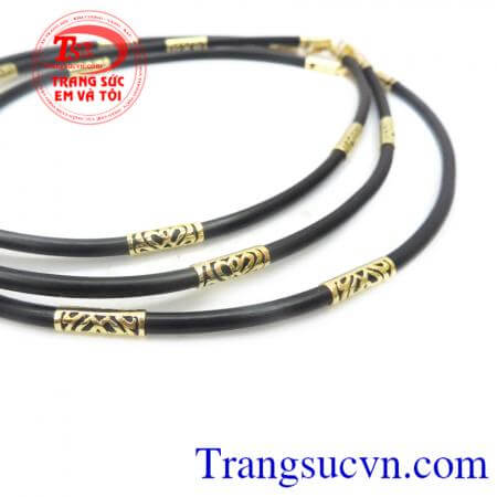 Dây da 6 đốt bọc vàng phong cách