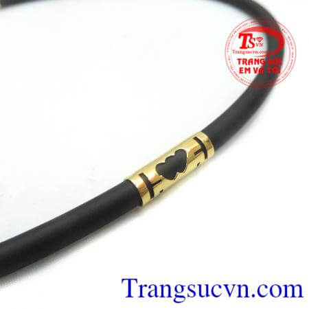 Dây cao su bọc vàng khắc trái tim đôi