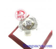 Nhẫn nam vàng trắng tinh xảo, nhẫn nam vàng 10k đẹp, nhẫn nam vàng trắng sáng, bền màu, sang trọng