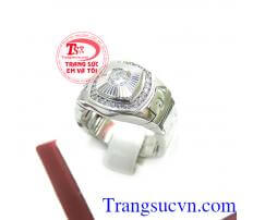 Nhẫn nam vàng trắng tinh xảo, nhẫn nam vàng 10k đẹp, nhẫn nam vàng trắng sáng, bền màu, sang trọng, Nhẫn nam vàng trắng tinh xảo