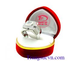 Nhẫn nam vàng trắng kiểu vuông