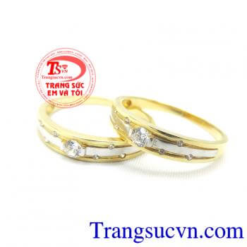 Nhẫn cưới 18k đính đá đẹp