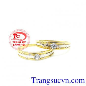 Nhẫn cưới 18k đính đá đẹp