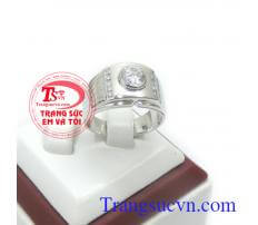 Nhẫn nam vàng trắng tinh tế, Nhẫn nam đẹp, nhẫn nam vàng trắng 18k thiết kế theo công nghệ Italy sáng bóng, bền màu