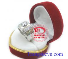Nhẫn nam vàng trắng tinh tế, Nhẫn nam đẹp, nhẫn nam vàng trắng 18k thiết kế theo công nghệ Italy sáng bóng, bền màu