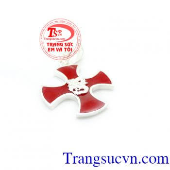 Mặt thánh giá đỏ rồng bạc