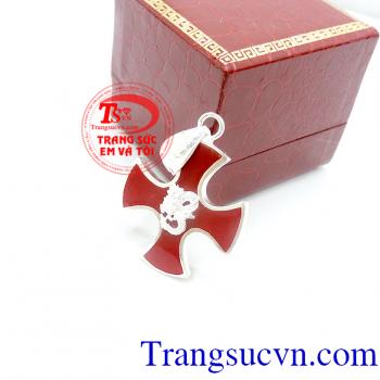Mặt thánh giá đỏ rồng bạc