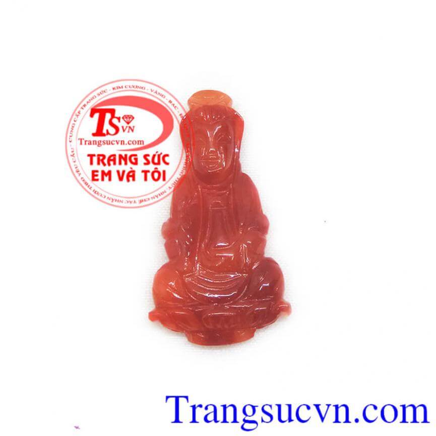 Phật quan âm ngọc cẩm thạch thiên nhiên đỏ