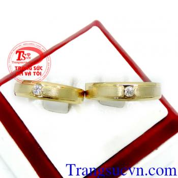 Cặp nhẫn cưới vàng 18k kim cương thiên nhiên