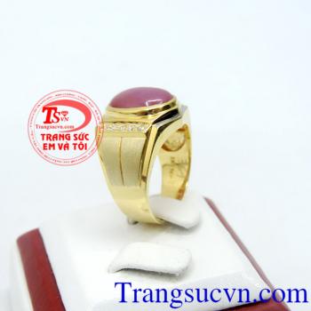 Nhẫn vàng ruby thiên nhiên, Nhẫn nam vàng tây đảm bảo chất lượng Uy tín, Đeo hợp phong thủy là món quà tuyệt vời cho người yêu thương