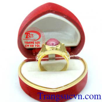 Nhẫn vàng ruby thiên nhiên, Nhẫn nam vàng tây đảm bảo chất lượng Uy tín, Đeo hợp phong thủy