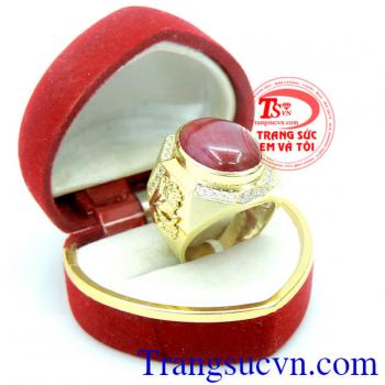 Nhẫn nam rồng Ruby hồng ngọc,nhẫn nam ruby thời trang, ruby hông ngọc đẹp, thiên nhiên có giấy kiểm định, nhẫn vàng tây nam đep, 14k, nhẫn vàng chuẩn chất lượng, giao hàng toàn quốc