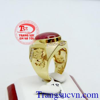 Nhẫn vàng ruby thiên nhiên, Nhẫn nam vàng tây đảm bảo chất lượng Uy tín, Đeo hợp phong thủy