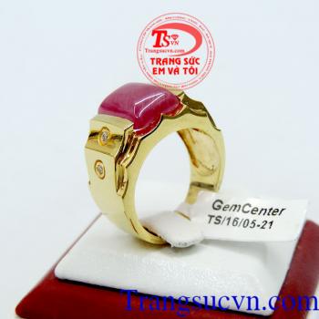 Nhẫn nam ruby chữ nhật, nhẫn nam ruby thiên nhiên chuẩn chất lượng, đẹp, giá chuẩn, có giấy kiểm định, thu mua lại với thời hạn vĩnh viễn