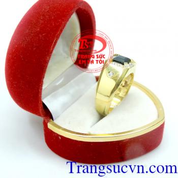Nhẫn nam sapphire phong thủy, Nhẫn nam sapphire đẹp, đá quý sapphire thiên nhiên thời trang, sang trọng, nhẫn vàng 14k đính đá quý đẹp, chuẩn chất lượng, nhẫn nam phong thủy